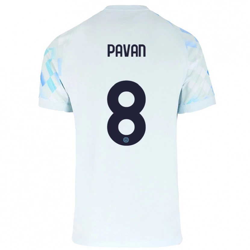 Danxen Niño Camiseta Matilde Pavan #8 Blanco Azul 2ª Equipación 2025/26 La Camisa