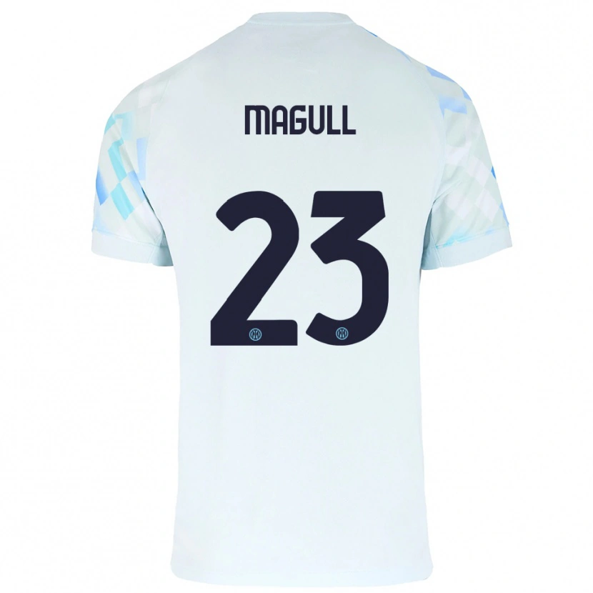 Danxen Niño Camiseta Lina Magull #23 Blanco Azul 2ª Equipación 2025/26 La Camisa