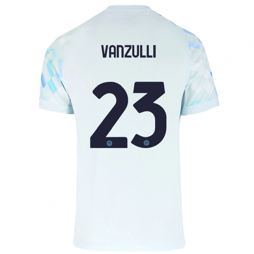 Danxen Niño Camiseta Marco Vanzulli #23 Blanco Azul 2ª Equipación 2025/26 La Camisa