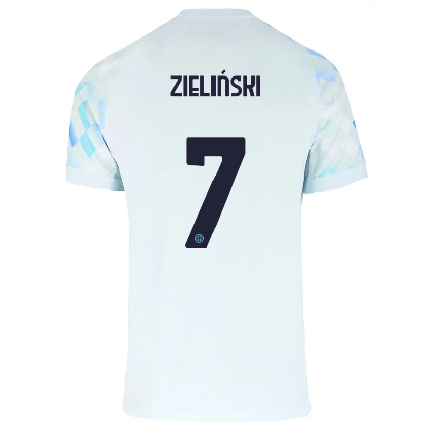 Danxen Niño Camiseta Piotr Zieliński #7 Blanco Azul 2ª Equipación 2025/26 La Camisa