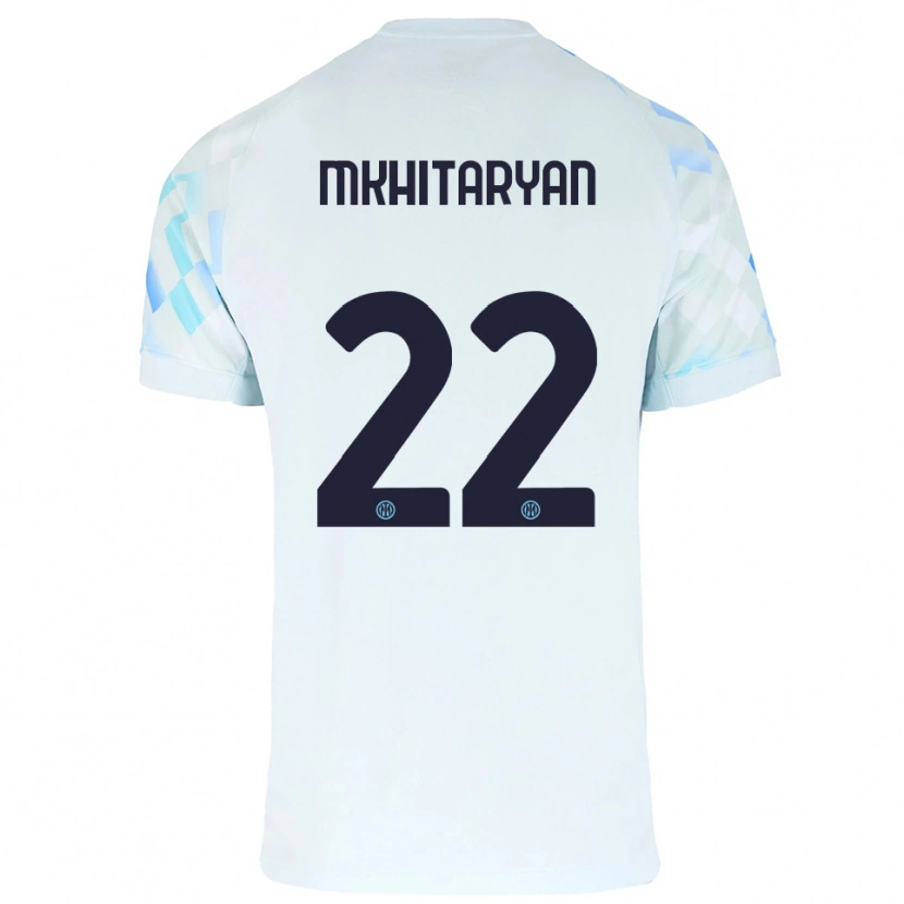 Danxen Niño Camiseta Henrikh Mkhitaryan #22 Blanco Azul 2ª Equipación 2025/26 La Camisa