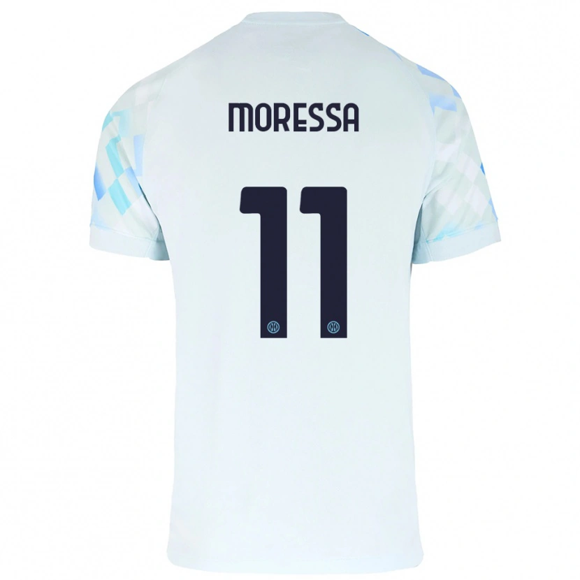Danxen Niño Camiseta Kevin Moressa #11 Blanco Azul 2ª Equipación 2025/26 La Camisa