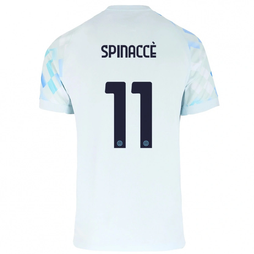 Danxen Niño Camiseta Matteo Spinaccè #11 Blanco Azul 2ª Equipación 2025/26 La Camisa