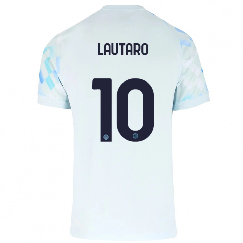 Danxen Niño Camiseta Lautaro Martínez #10 Blanco Azul 2ª Equipación 2025/26 La Camisa
