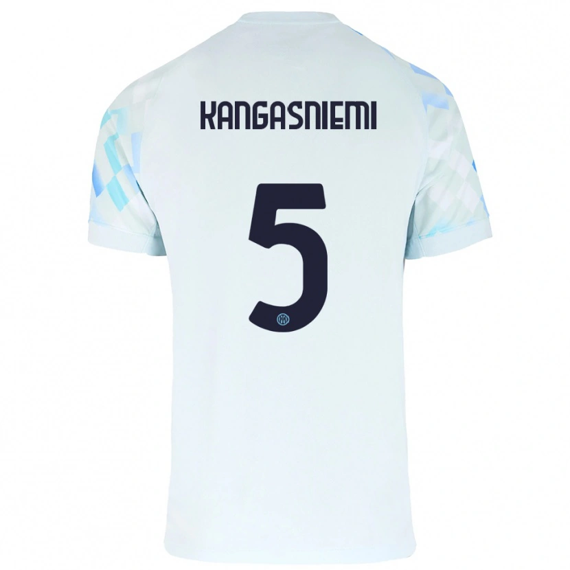 Danxen Niño Camiseta Ilari Kangasniemi #5 Blanco Azul 2ª Equipación 2025/26 La Camisa