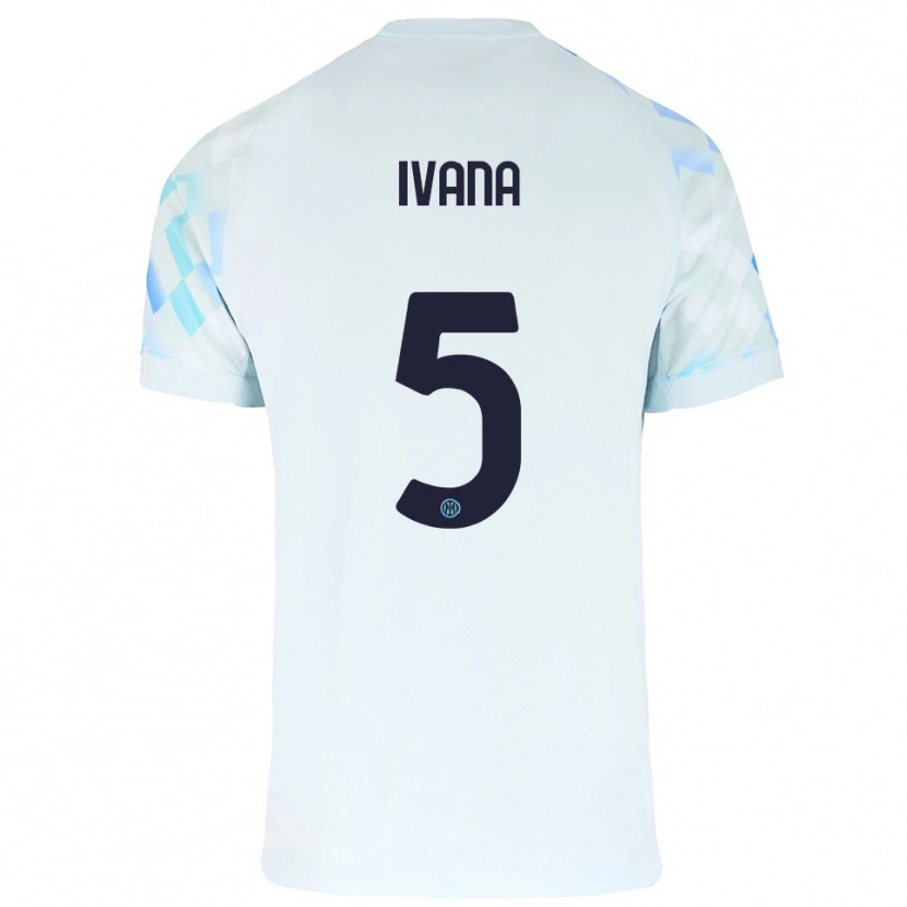 Danxen Niño Camiseta Ivana Andrés Sanz #5 Blanco Azul 2ª Equipación 2025/26 La Camisa