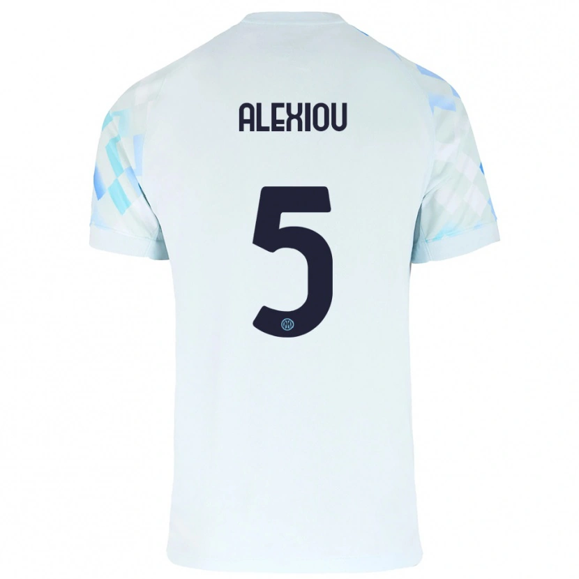 Danxen Niño Camiseta Christos Alexiou #5 Blanco Azul 2ª Equipación 2025/26 La Camisa