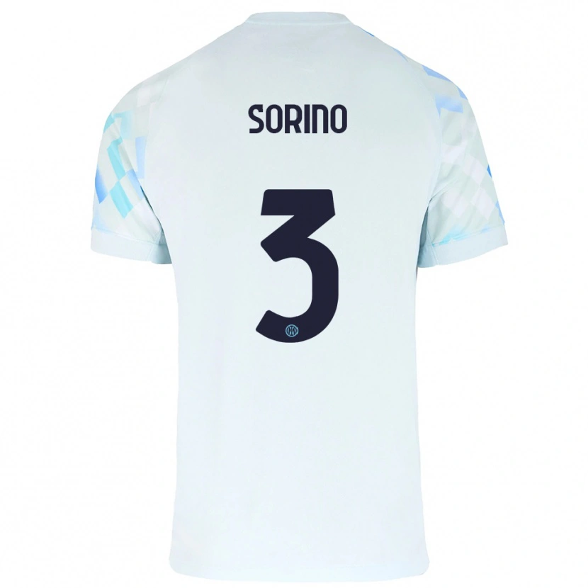Danxen Niño Camiseta Davide Sorino #3 Blanco Azul 2ª Equipación 2025/26 La Camisa