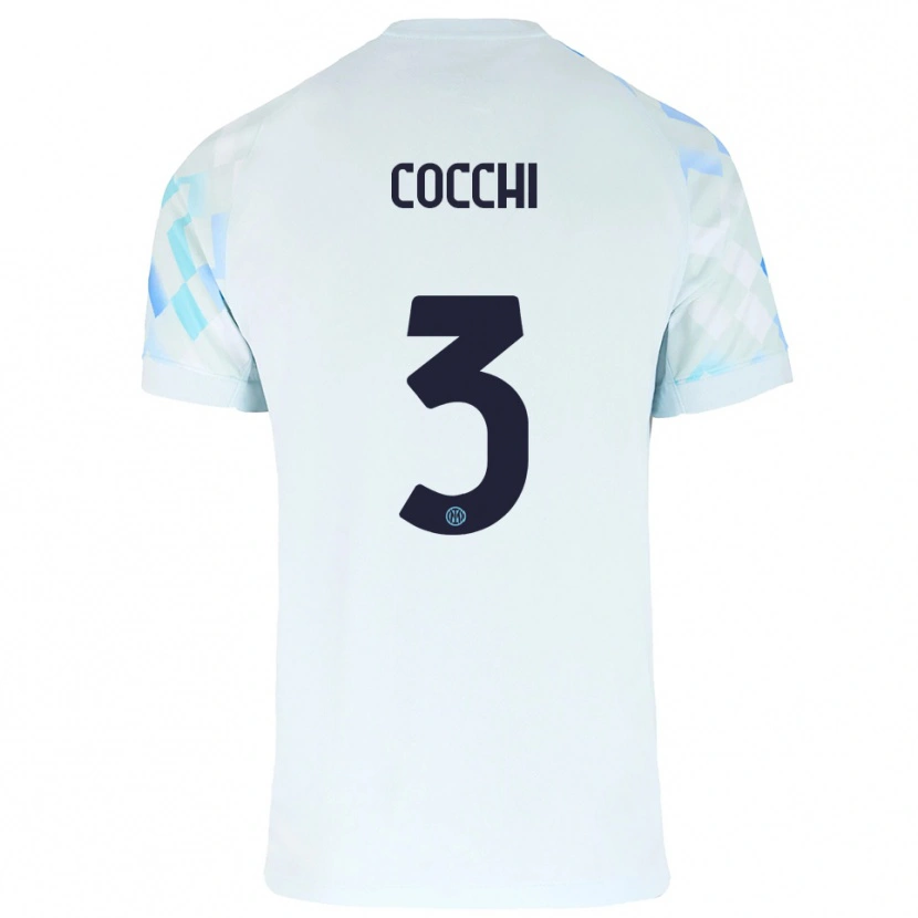 Danxen Niño Camiseta Matteo Cocchi #3 Blanco Azul 2ª Equipación 2025/26 La Camisa