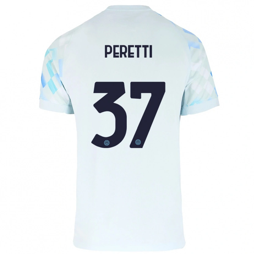 Danxen Niño Camiseta Lorenzo Peretti #37 Blanco Azul 2ª Equipación 2025/26 La Camisa