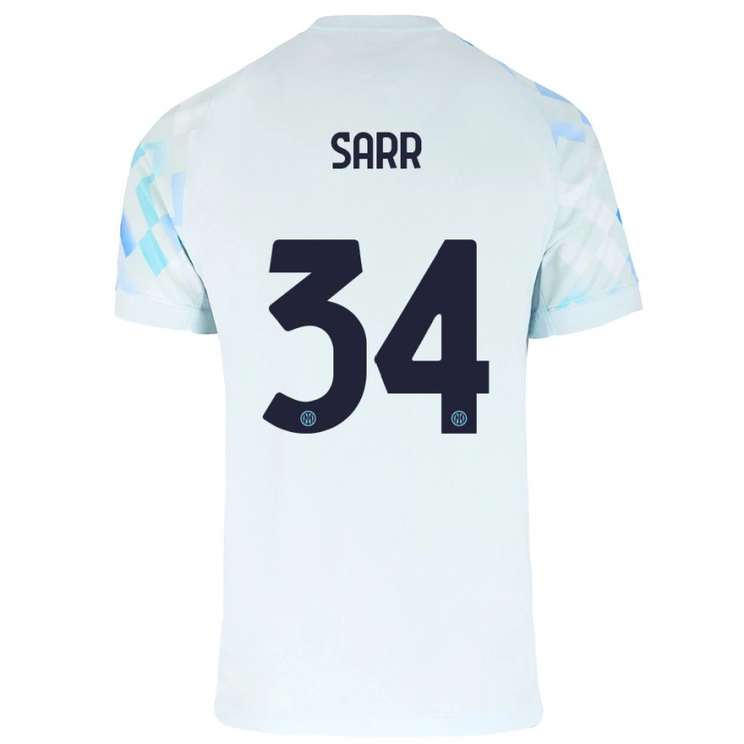 Danxen Niño Camiseta Amadou Sarr #34 Blanco Azul 2ª Equipación 2025/26 La Camisa