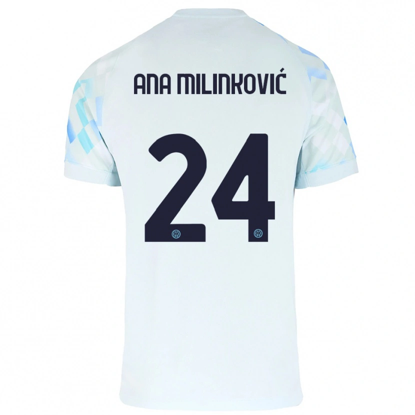 Danxen Niño Camiseta Marija Ana Milinković #24 Blanco Azul 2ª Equipación 2025/26 La Camisa