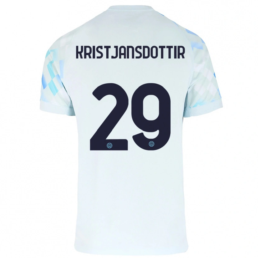 Danxen Niño Camiseta Anna Bjork Kristjansdottir #29 Blanco Azul 2ª Equipación 2025/26 La Camisa