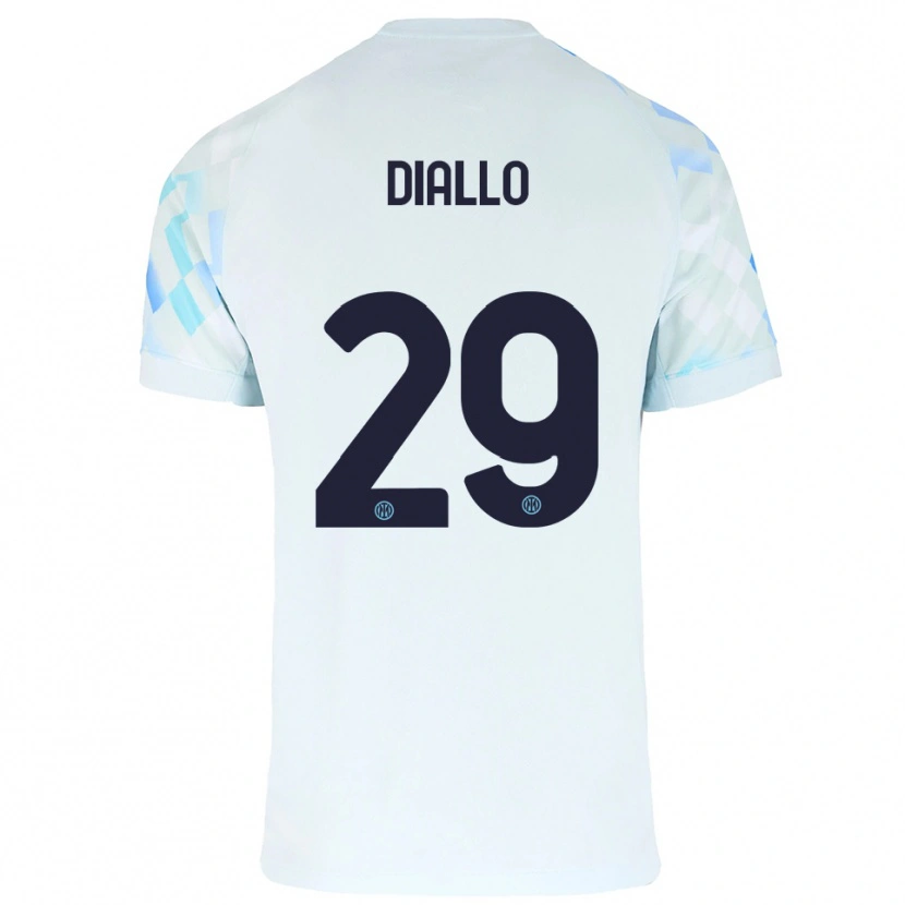 Danxen Niño Camiseta Oumar Diallo #29 Blanco Azul 2ª Equipación 2025/26 La Camisa