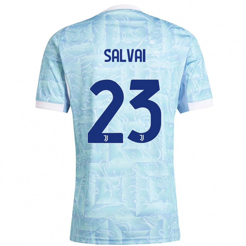 Danxen Niño Camiseta Cecilia Salvai #23 Azul Cielo Amarillo 2ª Equipación 2025/26 La Camisa
