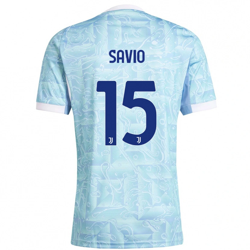 Danxen Niño Camiseta Federico Savio #15 Azul Cielo Amarillo 2ª Equipación 2025/26 La Camisa