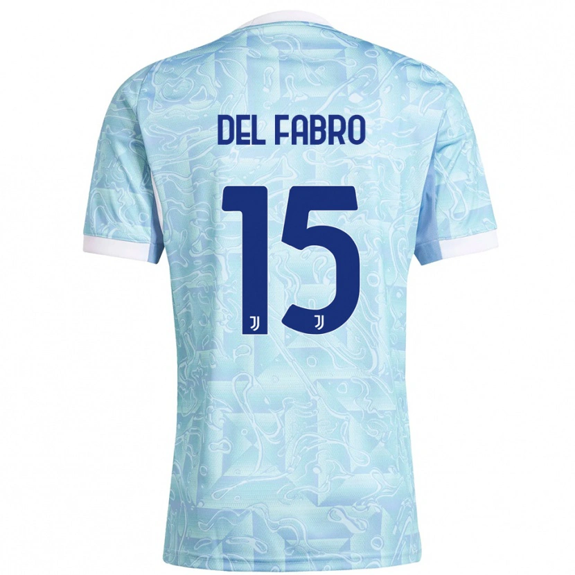 Danxen Niño Camiseta Jacopo Del Fabro #15 Azul Cielo Amarillo 2ª Equipación 2025/26 La Camisa