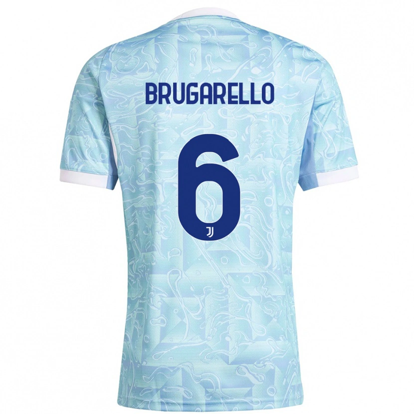 Danxen Niño Camiseta Mattia Brugarello #6 Azul Cielo Amarillo 2ª Equipación 2025/26 La Camisa