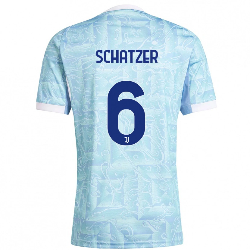 Danxen Niño Camiseta Eva Schatzer #6 Azul Cielo Amarillo 2ª Equipación 2025/26 La Camisa