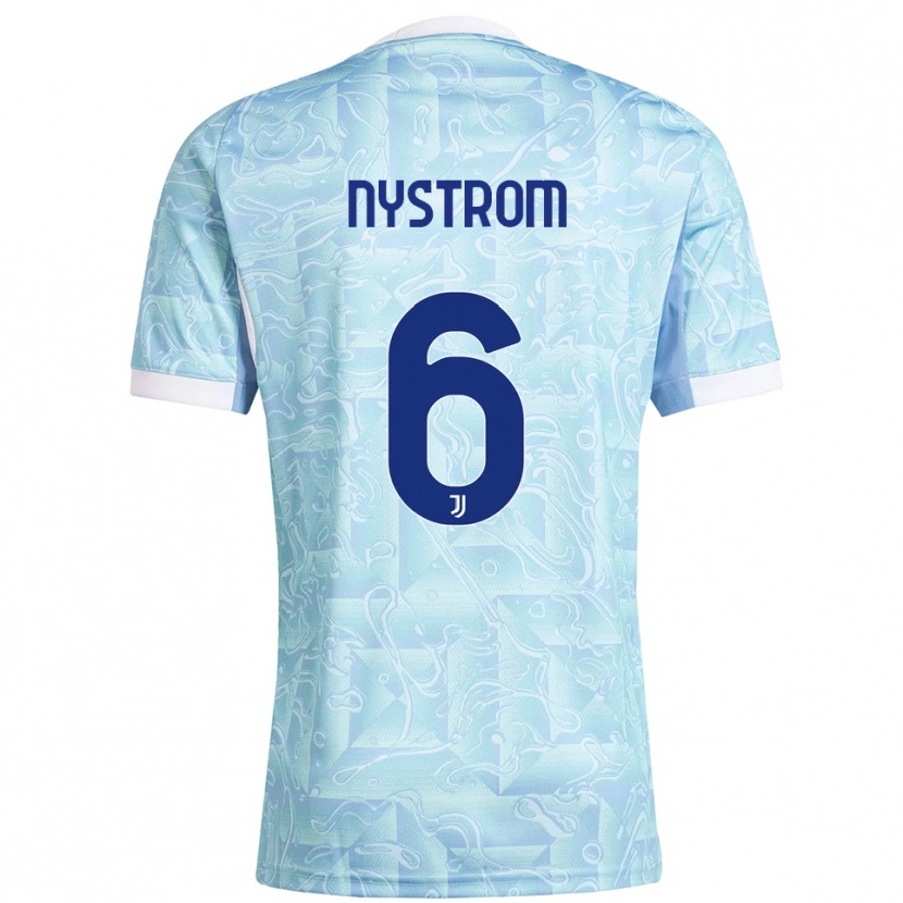 Danxen Niño Camiseta Paulina Nyström #6 Azul Cielo Amarillo 2ª Equipación 2025/26 La Camisa