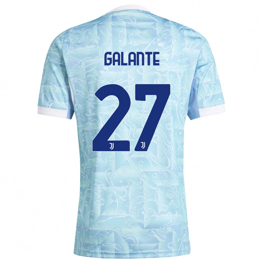 Danxen Niño Camiseta Tommaso Galante #27 Azul Cielo Amarillo 2ª Equipación 2025/26 La Camisa