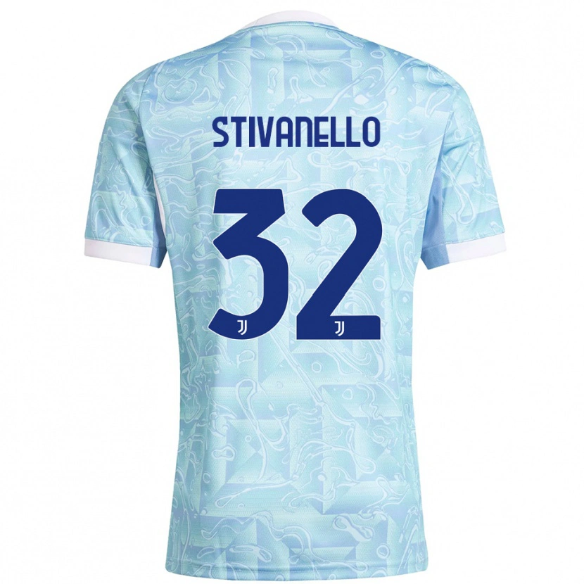 Danxen Niño Camiseta Riccardo Stivanello #32 Azul Cielo Amarillo 2ª Equipación 2025/26 La Camisa