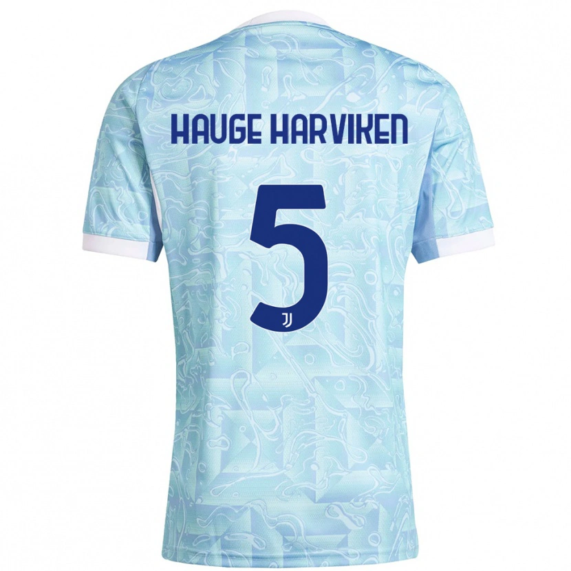 Danxen Niño Camiseta Mathilde Hauge Harviken #5 Azul Cielo Amarillo 2ª Equipación 2025/26 La Camisa