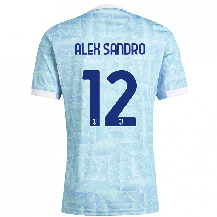 Danxen Niño Camiseta Alex Sandro #12 Azul Cielo Amarillo 2ª Equipación 2025/26 La Camisa