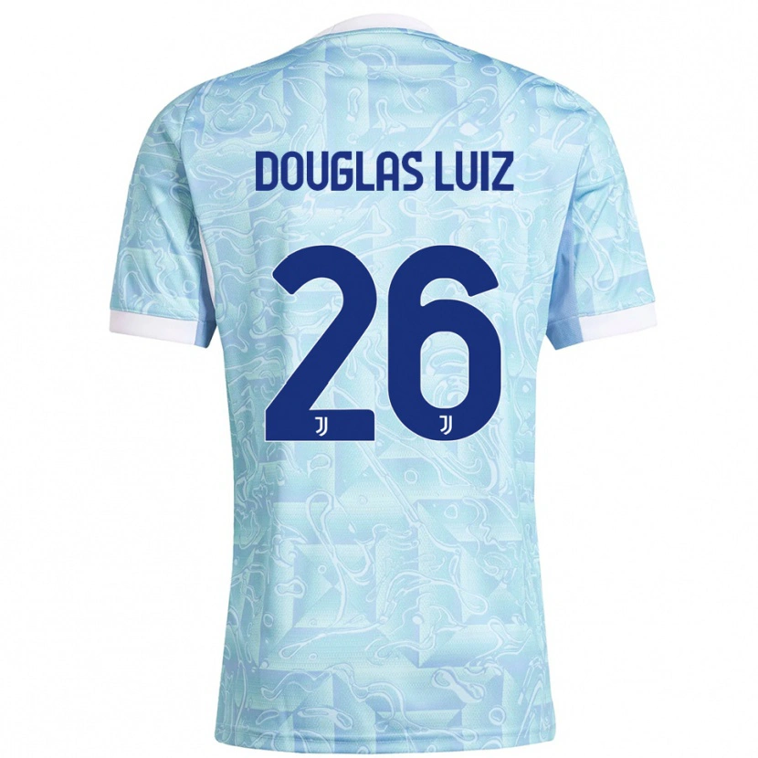 Danxen Niño Camiseta Douglas Luiz #26 Azul Cielo Amarillo 2ª Equipación 2025/26 La Camisa