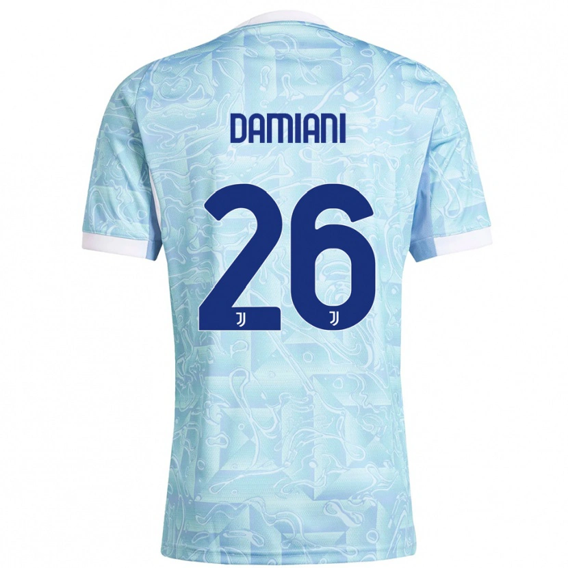 Danxen Niño Camiseta Samuele Damiani #26 Azul Cielo Amarillo 2ª Equipación 2025/26 La Camisa