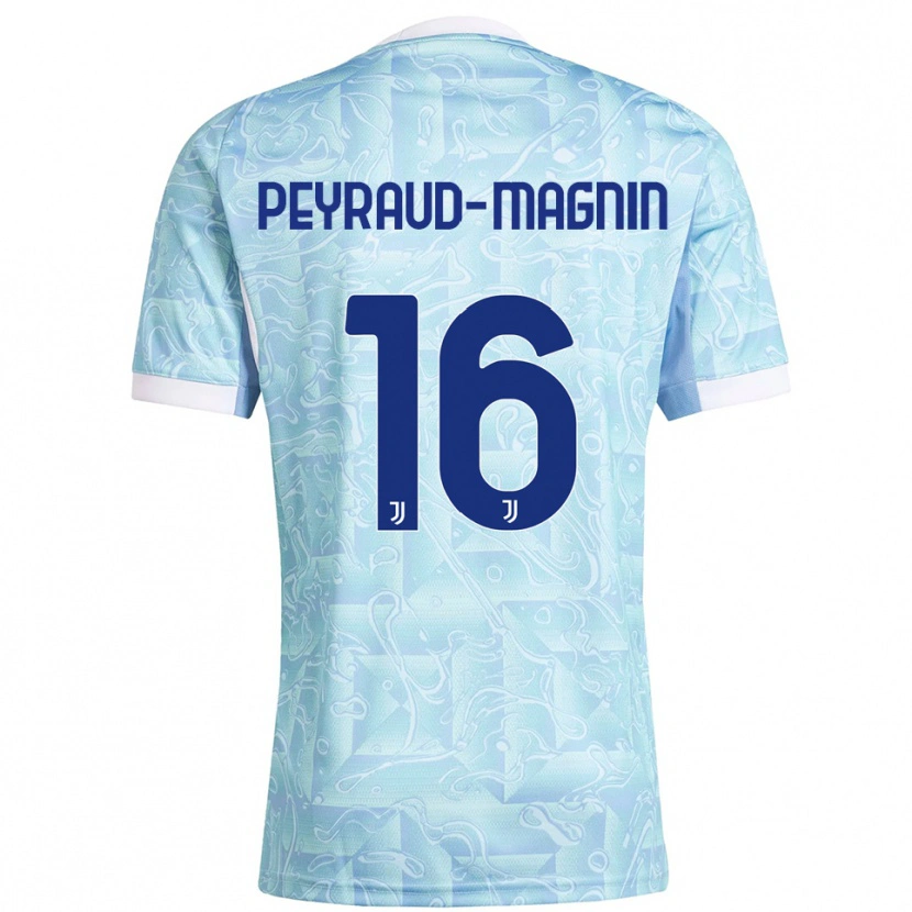 Danxen Niño Camiseta Pauline Camille Peyraud-Magnin #16 Azul Cielo Amarillo 2ª Equipación 2025/26 La Camisa