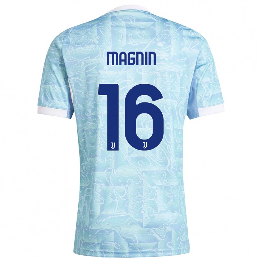 Danxen Niño Camiseta Pauline Peyraud-Magnin #16 Azul Cielo Amarillo 2ª Equipación 2025/26 La Camisa