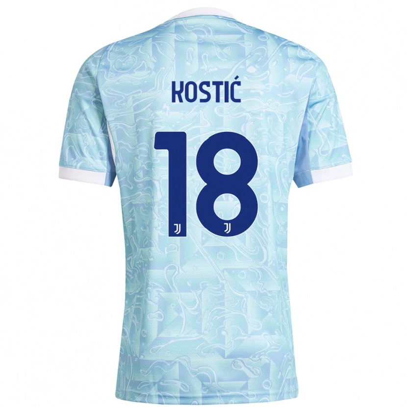 Danxen Niño Camiseta Filip Kostić #18 Azul Cielo Amarillo 2ª Equipación 2025/26 La Camisa