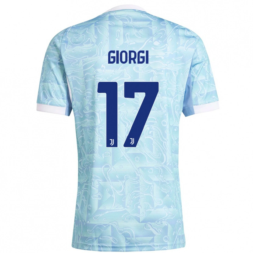Danxen Niño Camiseta Lorenzo Giorgi #17 Azul Cielo Amarillo 2ª Equipación 2025/26 La Camisa