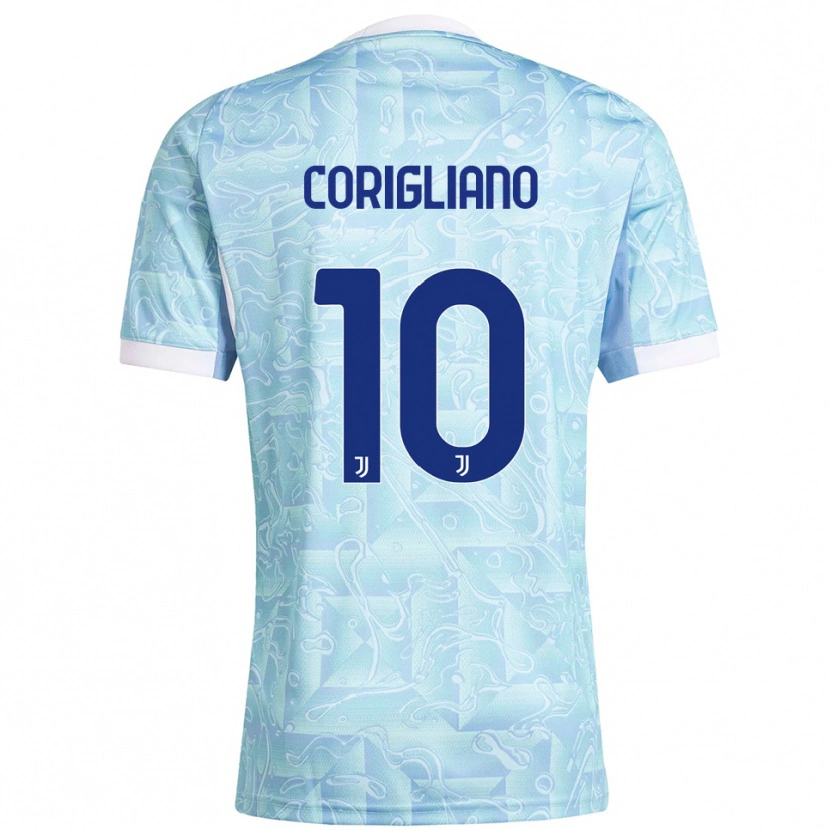 Danxen Niño Camiseta Thomas Corigliano #10 Azul Cielo Amarillo 2ª Equipación 2025/26 La Camisa