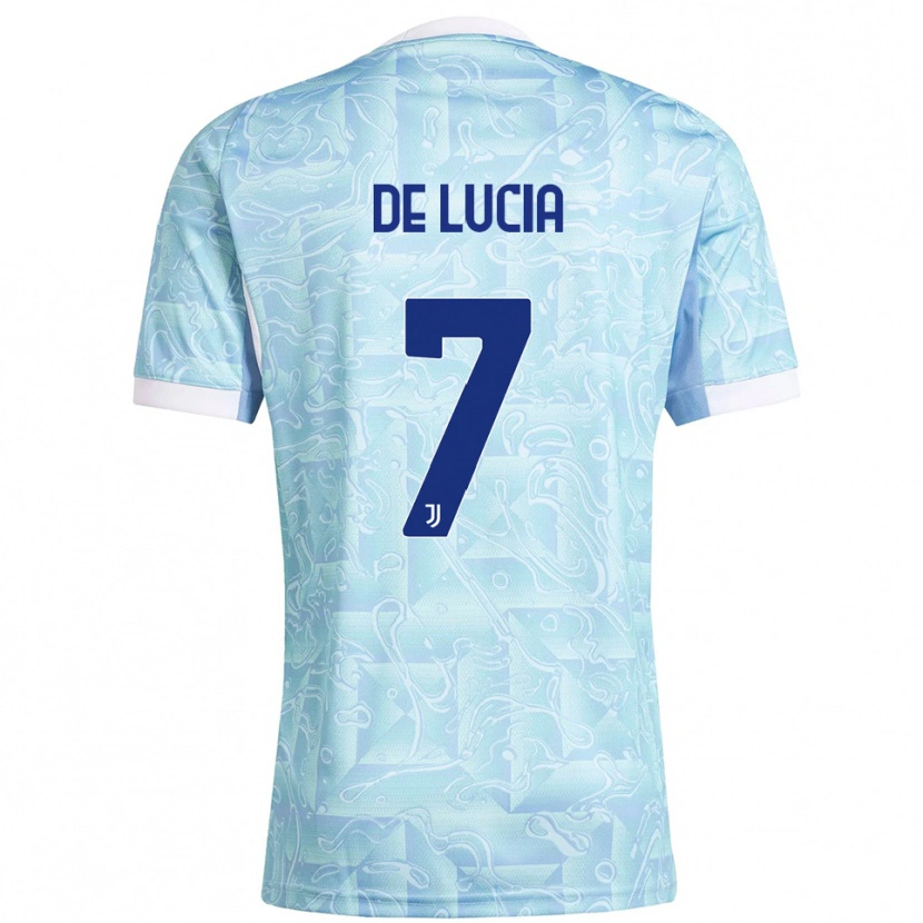 Danxen Niño Camiseta Raffaele De Lucia #7 Azul Cielo Amarillo 2ª Equipación 2025/26 La Camisa