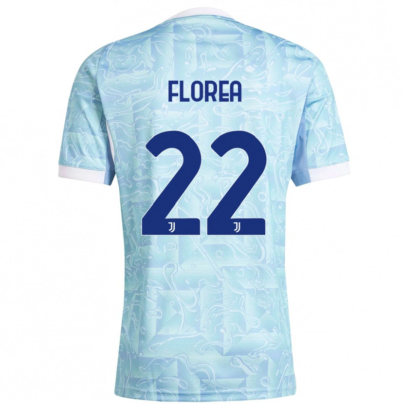 Danxen Niño Camiseta Andrei Florea #22 Azul Cielo Amarillo 2ª Equipación 2025/26 La Camisa