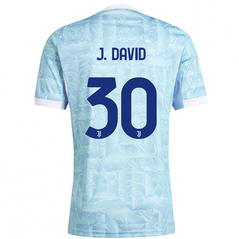 Danxen Niño Camiseta Jonathan David #30 Azul Cielo Amarillo 2ª Equipación 2025/26 La Camisa