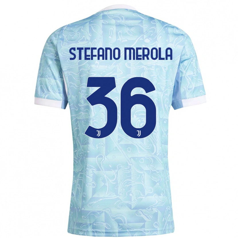 Danxen Niño Camiseta Antonio Stefano Merola #36 Azul Cielo Amarillo 2ª Equipación 2025/26 La Camisa