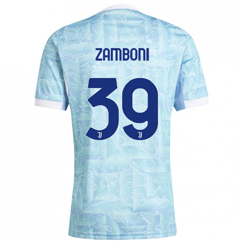 Danxen Niño Camiseta Marta Zamboni #39 Azul Cielo Amarillo 2ª Equipación 2025/26 La Camisa