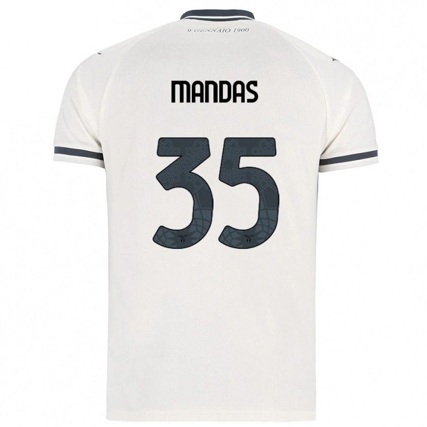 Danxen Niño Camiseta Christos Mandas #35 Blanco Marino 2ª Equipación 2025/26 La Camisa