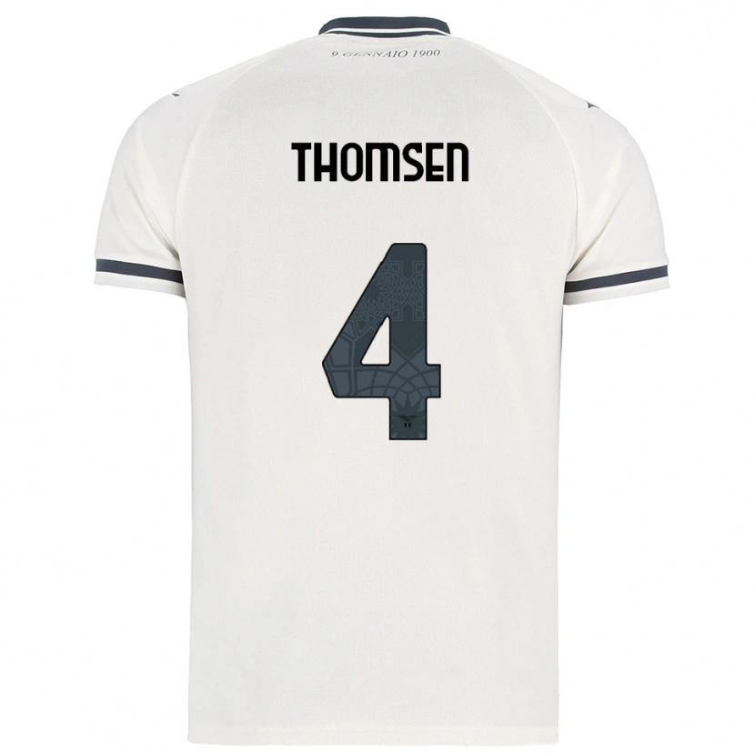 Danxen Niño Camiseta Maria Møller Thomsen #4 Blanco Marino 2ª Equipación 2025/26 La Camisa