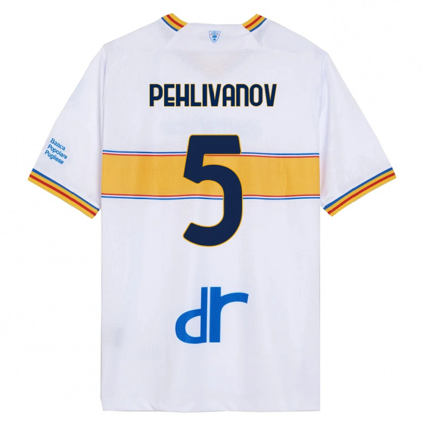 Danxen Niño Camiseta Cristian Pehlivanov #5 Blanco Amarillo 2ª Equipación 2025/26 La Camisa