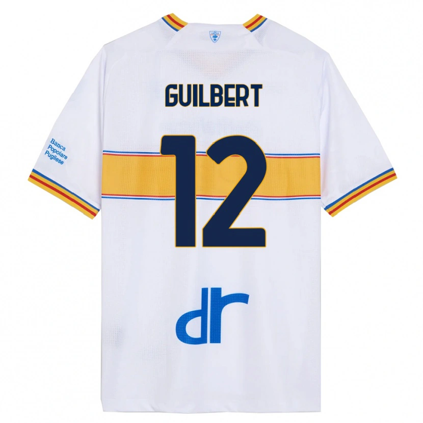 Danxen Niño Camiseta Frédéric Guilbert #12 Blanco Amarillo 2ª Equipación 2025/26 La Camisa