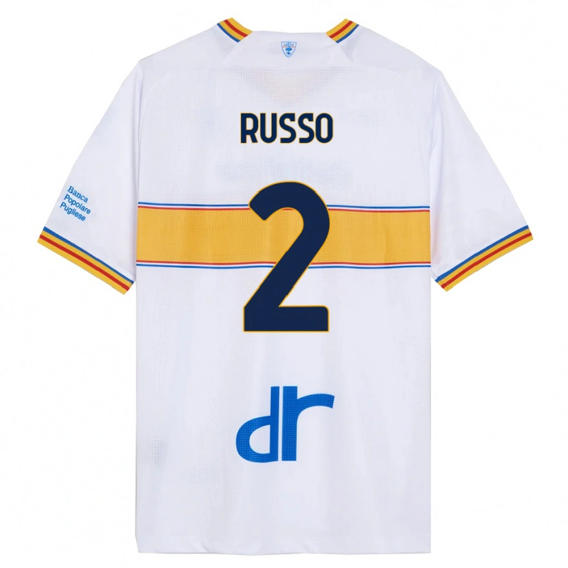 Danxen Niño Camiseta Luca Russo #2 Blanco Amarillo 2ª Equipación 2025/26 La Camisa