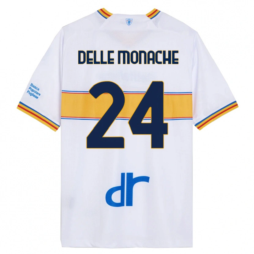 Danxen Niño Camiseta Marco Delle Monache #24 Blanco Amarillo 2ª Equipación 2025/26 La Camisa