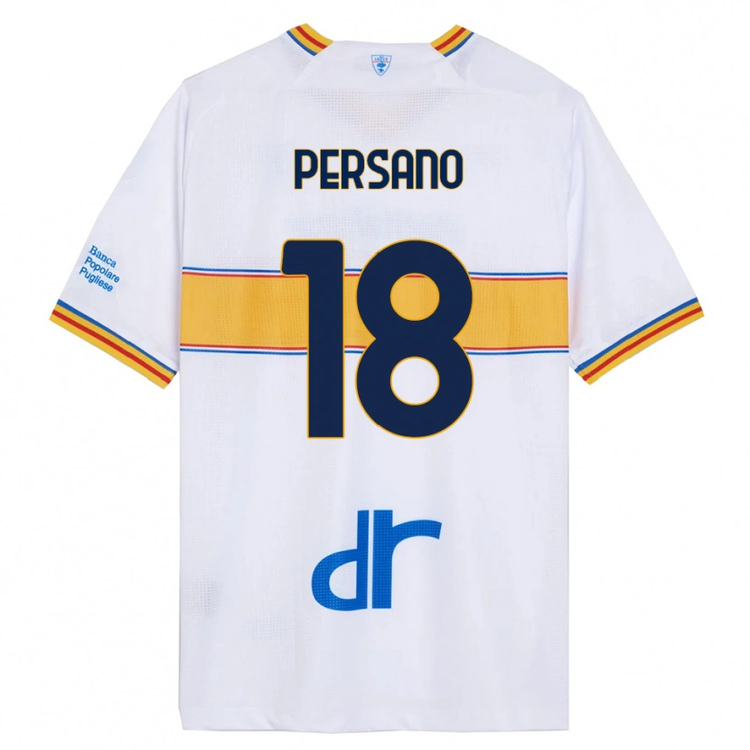 Danxen Niño Camiseta Emanuele Persano #18 Blanco Amarillo 2ª Equipación 2025/26 La Camisa