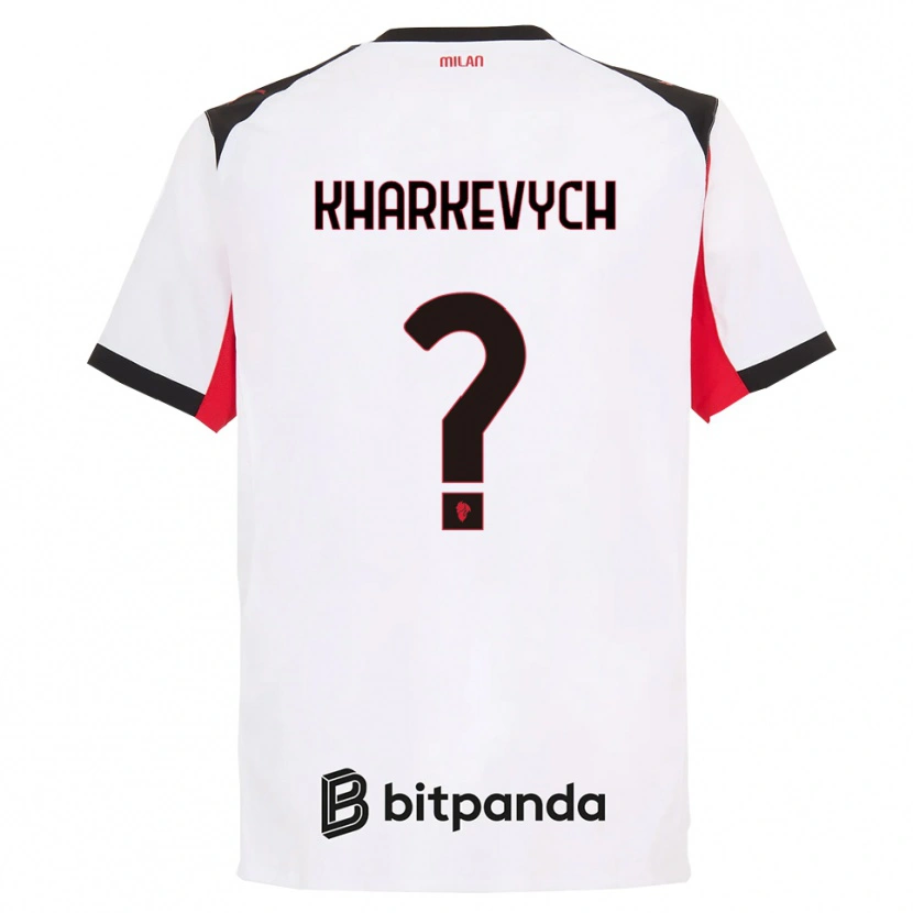 Danxen Niño Camiseta Yaroslav Kharkevych #0 Blanco Negro 2ª Equipación 2025/26 La Camisa