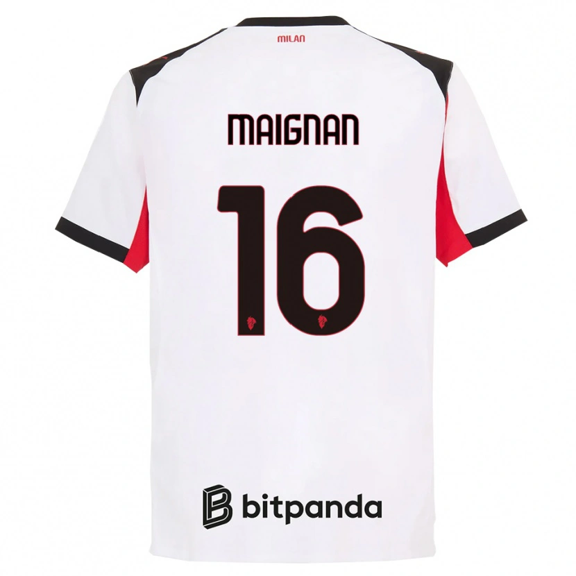 Danxen Niño Camiseta Mike Maignan #16 Blanco Negro 2ª Equipación 2025/26 La Camisa