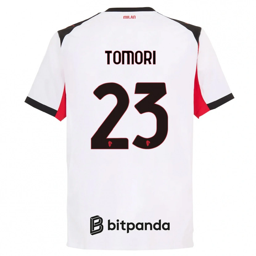 Danxen Niño Camiseta Fikayo Tomori #23 Blanco Negro 2ª Equipación 2025/26 La Camisa